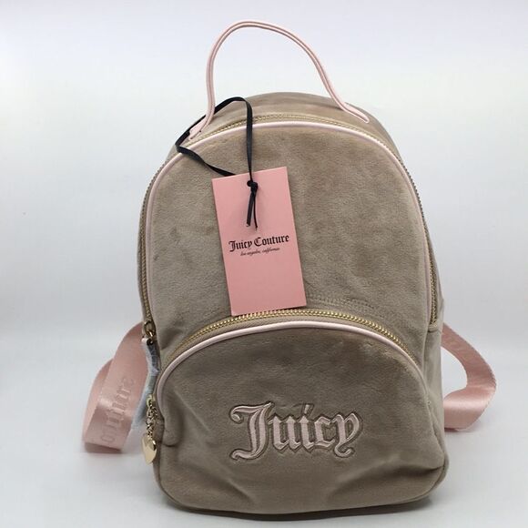 NWT Juicy Couture Queen Of Everything Backpack Velour Cafe/Powder Blush main image 9